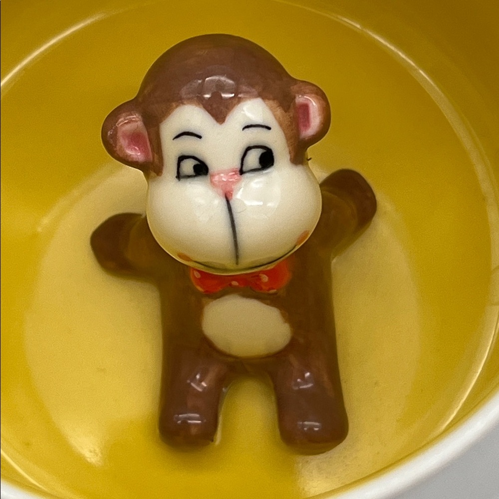 “Goin' Bananas” Coffee Mug Cup with 3D Monkey Figurine Inside Whimsical Cupboard - Picture 6 of 10